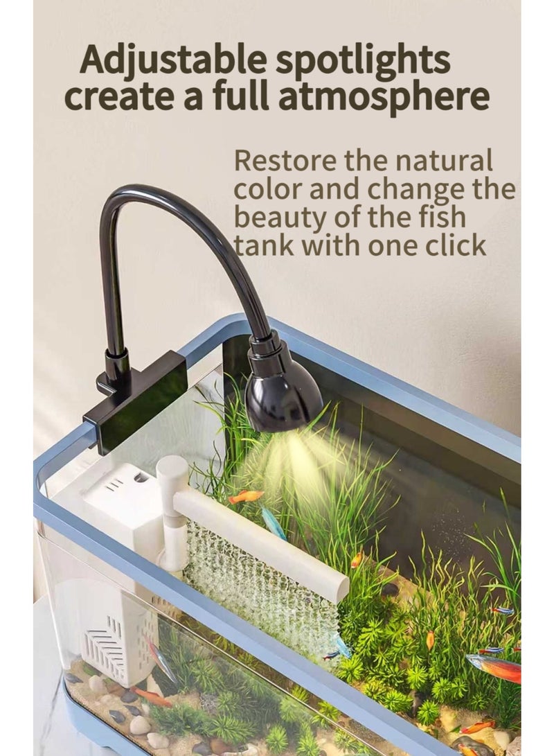 Fish Tank, Small Aquarium Kit，Equipped with Self-Cleaning Fish Tank Pump and Water Grass Light, Suitable for Beginners, Transparent Plastic Fish Tank, Suitable for Fighting Fish, Goldfish, and Turtles (Large Size) - Image 4