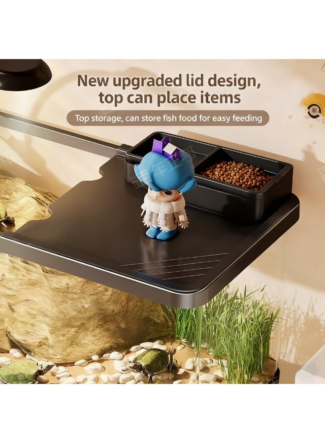 Fish Tank, Small Aquarium Kit，Equipped with Self-Cleaning Fish Tank Pump and Water Grass Light, Suitable for Beginners, Transparent Plastic Fish Tank, Suitable for Fighting Fish, Goldfish, and Turtles (Large Size) - Image 5