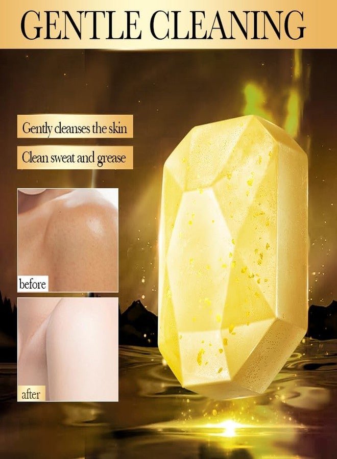 DLZZRS Essential Oil Soap, Rose Flower Gold Foil Diamond Handmade Soap, Gentle Care & Clean Skin Oil-control Moisturizing Bath Bar Soap Deep Nourishes Your Skin, Plant Body Bath Soap (Lemon) - Image 4