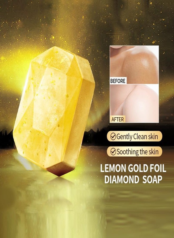 DLZZRS Essential Oil Soap, Rose Flower Gold Foil Diamond Handmade Soap, Gentle Care & Clean Skin Oil-control Moisturizing Bath Bar Soap Deep Nourishes Your Skin, Plant Body Bath Soap (Lemon) - Image 5