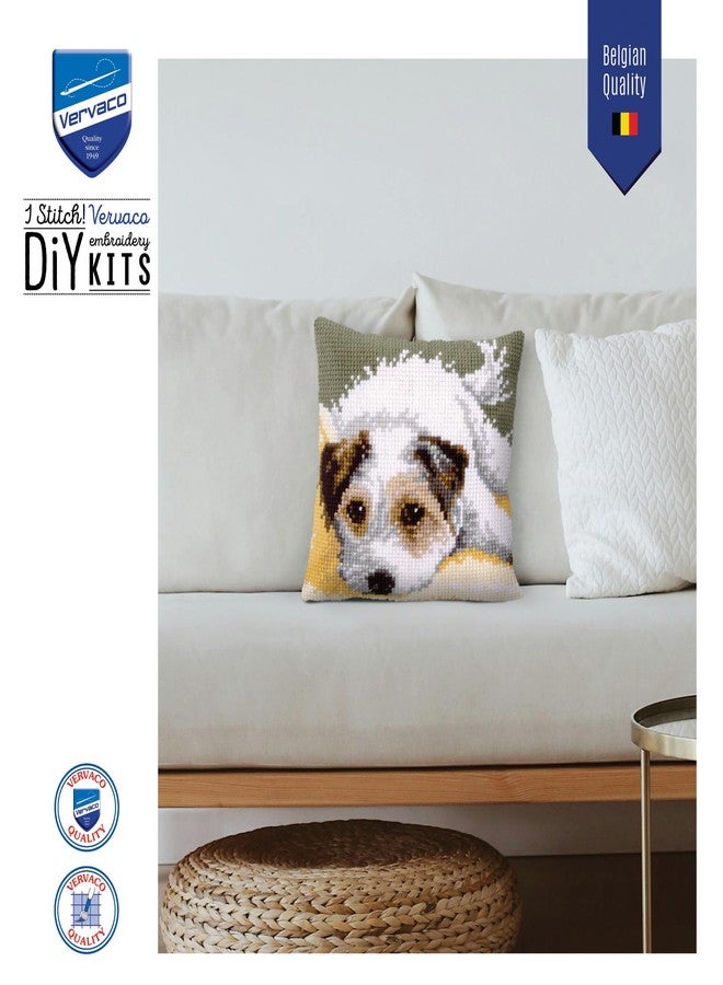 Vervaco Cross Stitch Kit: Cushion: Dog Wagging It's Tail, NA, 40 x 40cm - Image 5