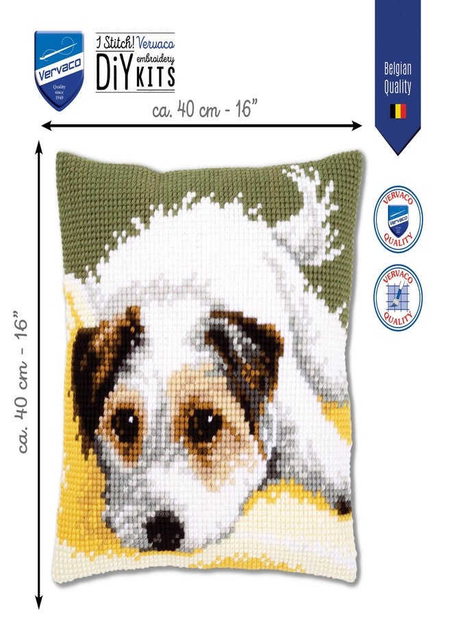 Vervaco Cross Stitch Kit: Cushion: Dog Wagging It's Tail, NA, 40 x 40cm - Image 2