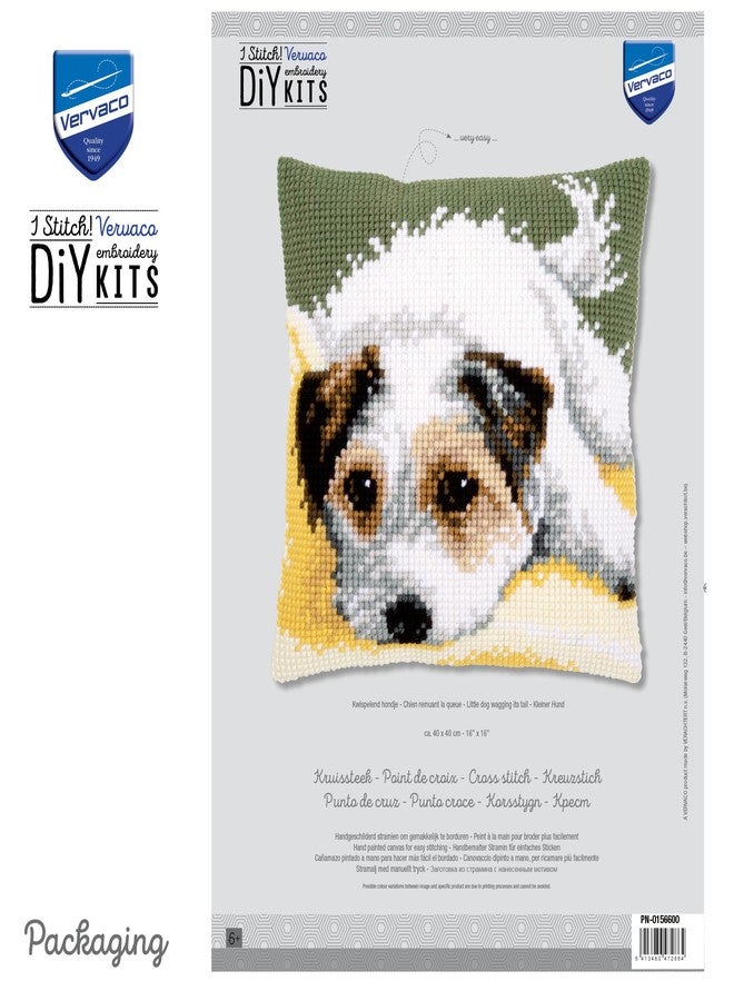 Vervaco Cross Stitch Kit: Cushion: Dog Wagging It's Tail, NA, 40 x 40cm - Image 3
