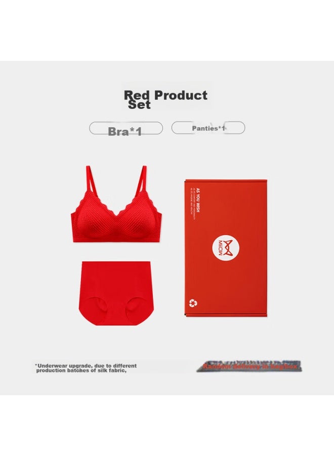 MIIOW Miiow Wedding Festive Red Lingerie, Zodiac Year Snake Year Underwear, Women's Bra Set, Seamless, Wireless, Push-up Brassiere - Image 2