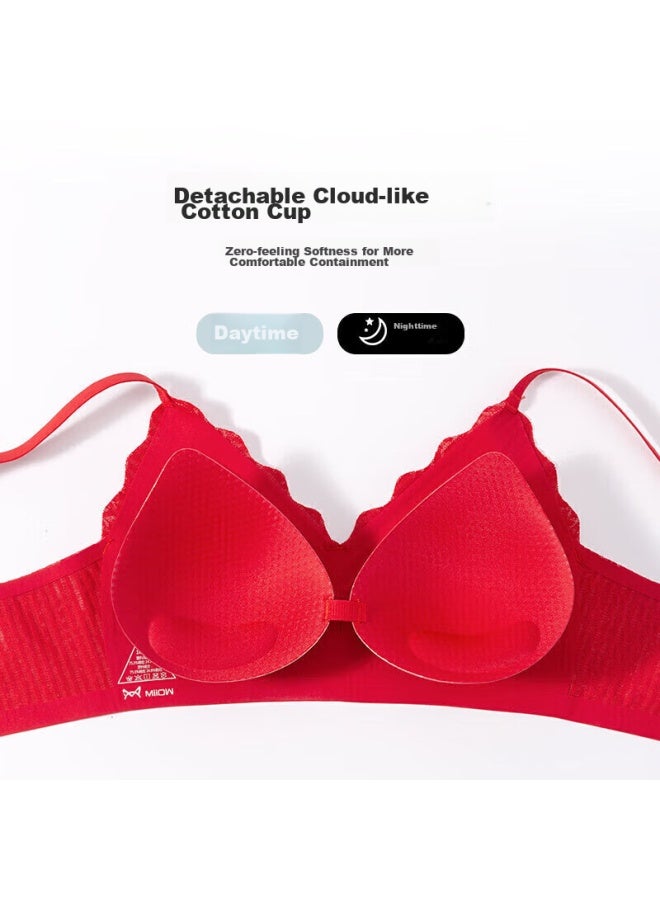 MIIOW Miiow Wedding Festive Red Lingerie, Zodiac Year Snake Year Underwear, Women's Bra Set, Seamless, Wireless, Push-up Brassiere - Image 4