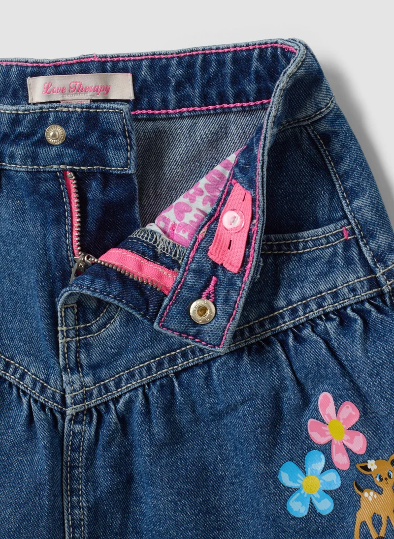 Ovs  OVS Blue Pure Cotton Denim Skirt With Floral Embroidery For Girls for Women | Best Price UAE