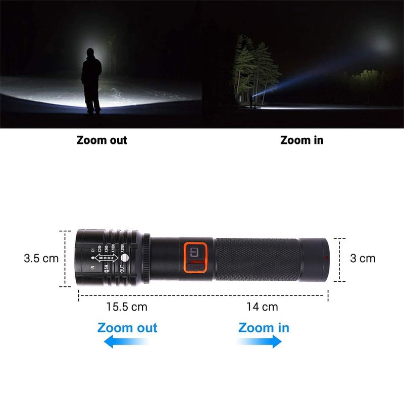 Rechargeable LED Torch Light with USB Cable Adjustable Brightness Flashlight Desk Lamp Light with Gift BoxFocus Zoom Torch Light with 3 Modes Adjustable for Emergency Activities 035 - Image 4