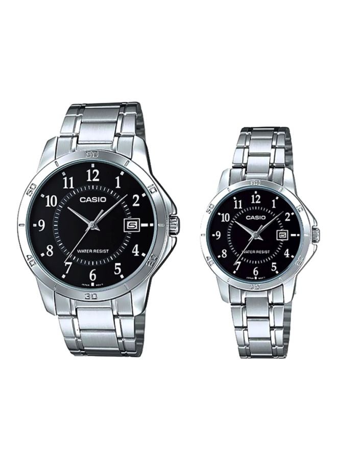 CASIO Unisex Stainless Steel Analog Couple Watch Set MTP-V004D-1B + LTP-V004D-1B - Image 1