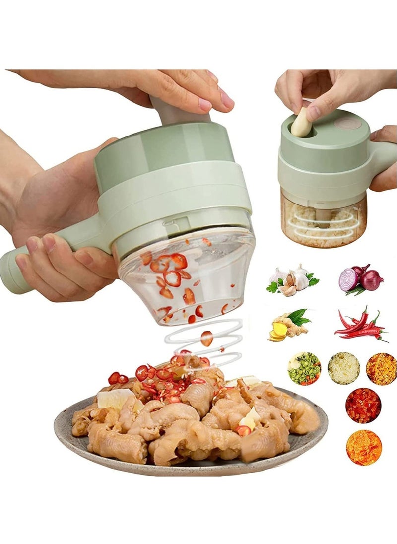 Raxoom 4 in 1 Handheld Electric Vegetable Cutter Set, Portable Mini Wireless Food Processor,Usb Rechargeable Food Choppers with brush for Garlic Chili Onion Celery Ginger Meat - Image 1
