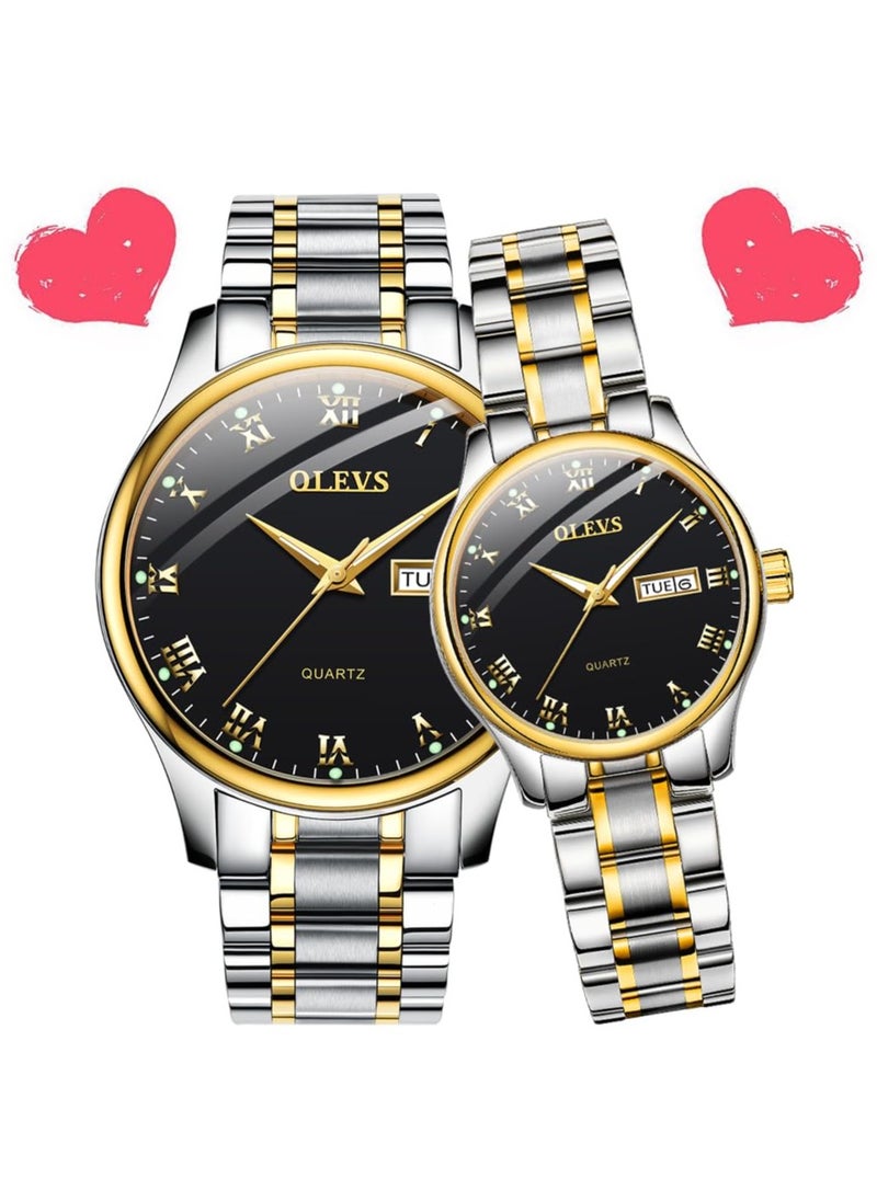 OLEVS His and Her Couple Watches Business Men Women Couple Set Pair Watch Matching Romantic Quartz Stainless Steel Waterproof Date - pzsku/Z0DFF777B61AEBC44B443Z/45/_/1716624089/133a44f0-4265-4ec8-aeb8-e997d6ac1436