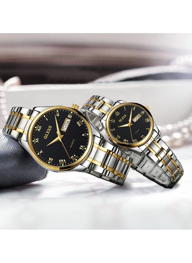 OLEVS His and Her Couple Watches Business Men Women Couple Set Pair Watch Matching Romantic Quartz Stainless Steel Waterproof Date - pzsku/Z0DFF777B61AEBC44B443Z/45/_/1716624159/6c71ccf2-0fe8-4987-bf0c-da03c887fe6a