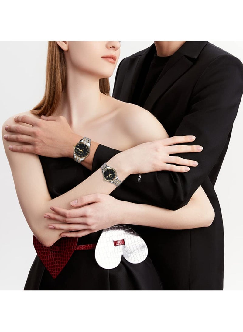OLEVS His and Her Couple Watches Business Men Women Couple Set Pair Watch Matching Romantic Quartz Stainless Steel Waterproof Date - Image 4