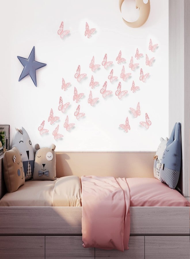 SAOROPEB 3D Butterfly Wall Decor, 72Pcs 3 Sizes 3 Styles, Pink Butterfly Decorations Removable Butterfly Stickers for Room Decor Party Balloon Addition Cake Decoration Flower Arrangements, Pink - Image 2