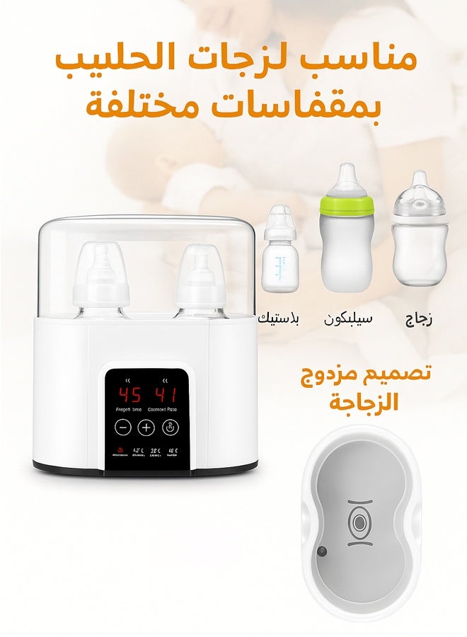 يحب سخان زجاجات للأطفال 6 في 1، لتسخين حليب الأم المجمد وحليب الأطفال وطعام الرضع، مع جهاز تعقيم بالبخار وفرشاة تنظيف، مزود بخاصية الإيقاف التلقائي الآمن ومؤقت للتحكم بدرجة الحرارة، خالٍ من مادة BPA، لون أبيض. - Image 3