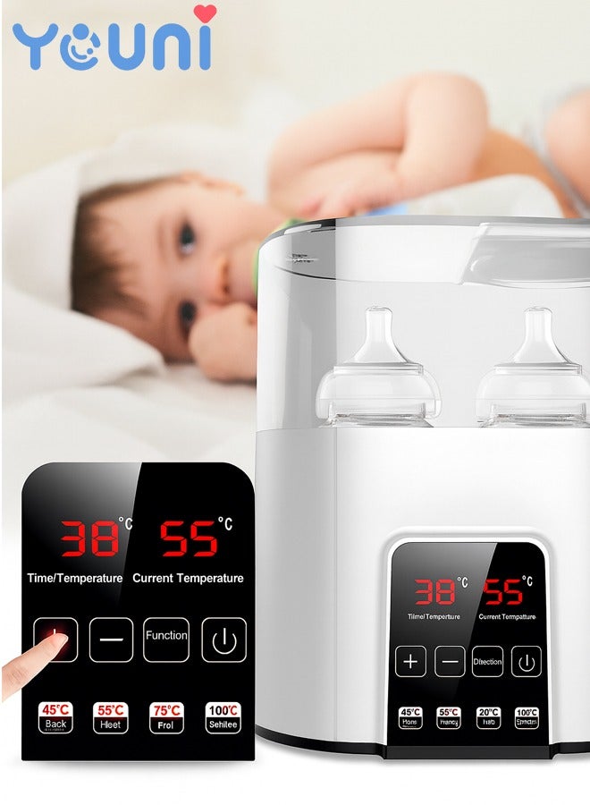 يحب سخان زجاجات للأطفال 6 في 1، لتسخين حليب الأم المجمد وحليب الأطفال وطعام الرضع، مع جهاز تعقيم بالبخار وفرشاة تنظيف، مزود بخاصية الإيقاف التلقائي الآمن ومؤقت للتحكم بدرجة الحرارة، خالٍ من مادة BPA، لون أبيض. - Image 1