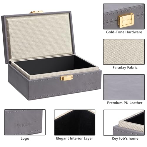 TICONN Faraday Box, Car Key Fob Protector, PU Leather Signal Blocker for Keyless Fob, RFID Signal Blocking Pouch Cage (Grey Slim) - Image 3