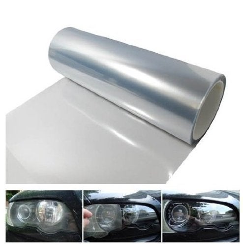DIYAH 12 X 48 Inches Self Adhesive Headlight Tail Lights Fog Lights Tint Vinyl Film Clear