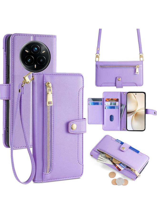 اس-توب جراب هاتف Realme 14 Pro 5G Global Sheep Texture Cross Body Wallet Leather بسحاب - Image 1