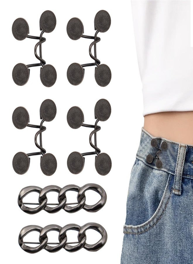 ROPAKED 6 Set Pant Waist Tightener Buttons Pins for Loose Jeans Reusable Waist Cincher Clip Metal Brooch for Clothing Dresses Skirts No Sewing Decoration Accessories - Image 1