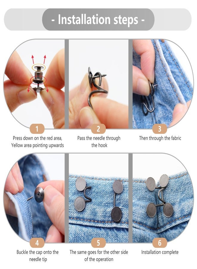 ROPAKED 6 Set Pant Waist Tightener Buttons Pins for Loose Jeans Reusable Waist Cincher Clip Metal Brooch for Clothing Dresses Skirts No Sewing Decoration Accessories - Image 4