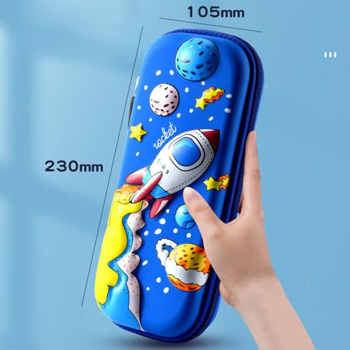 Spiaty Cloth 3D Rocket Multi Layer Pencil Case & Stationery Box, Blue - Image 4