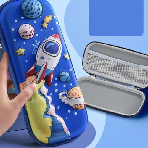 Spiaty Cloth 3D Rocket Multi Layer Pencil Case & Stationery Box, Blue - Image 2