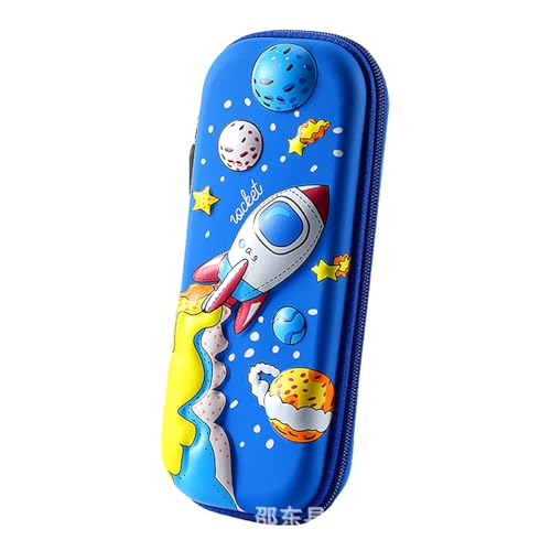 Spiaty Cloth 3D Rocket Multi Layer Pencil Case & Stationery Box, Blue - Image 1
