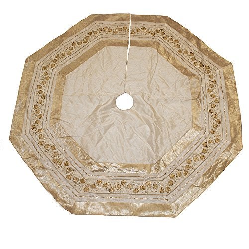 Kurt Adler Kurt Adler 54-Inch Ivory Treeskirt with Gold Pinecones  - Image 1