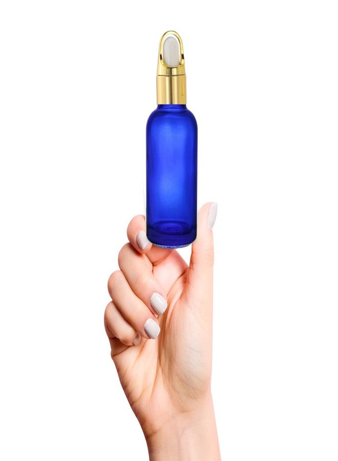 Devinez (Pack of 2) Multipurpose Refillable Blue Color Round Glass Bottle, 15 ml with Fancy Golden Glass Dropper for Cosmetics, Serum, Essential Oils, Blends, Skin Care, Travel, Toners & DIY - Image 2
