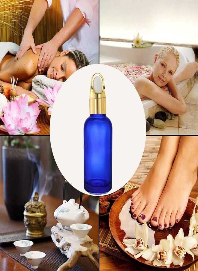 Devinez (Pack of 2) Multipurpose Refillable Blue Color Round Glass Bottle, 15 ml with Fancy Golden Glass Dropper for Cosmetics, Serum, Essential Oils, Blends, Skin Care, Travel, Toners & DIY - Image 3