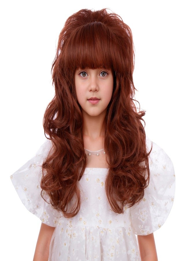 DUDUWIG Girls Anburn Wig Kids Long Copper Red Wavy Curly Wig Orange Wigs with Bangs for Child Synthetic Hair Wigs - Image 1