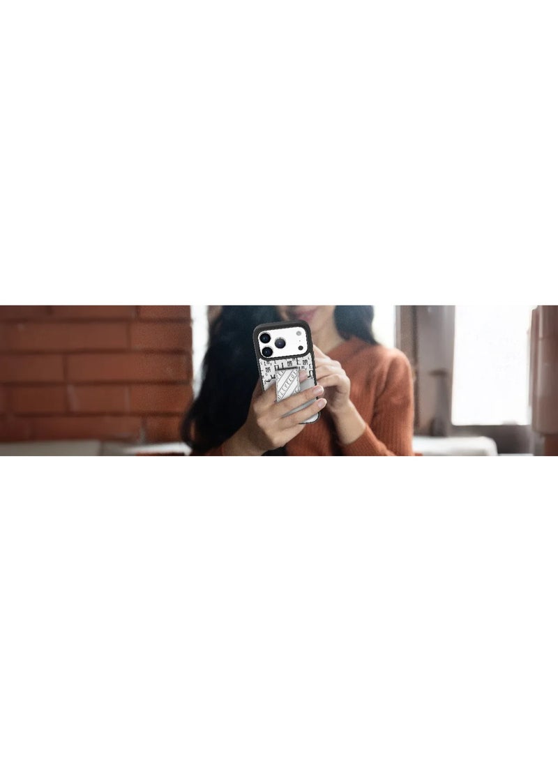 LEVELO iPhone 17 Pro Max Case Morphix Gripstand With Cardholder & Magnetic Strap Stand / Secure Hold / One-Hand Grip / Shock-Resistant Bumper / Luxury Printed Branding Back Cover - Silverstone - Image 5