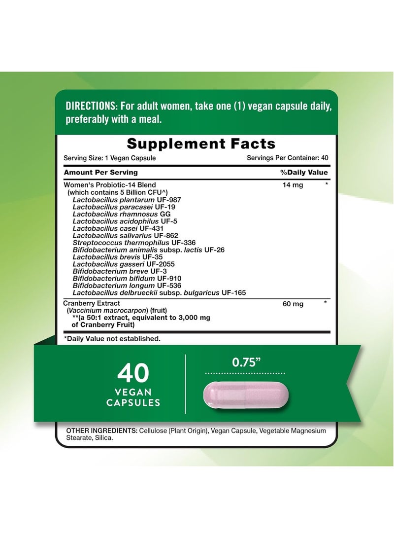 Nature's Truth Probiotics for Women | 5 Billion CFUs Daily | 40 Vegan Capsules | with Cranberry | Non-GMO & Gluten Free | No Refrigeration Needed - Image 2