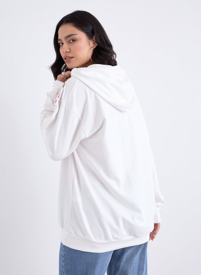 Styli Off-White Embroidered Flower Hoodie - Image 5