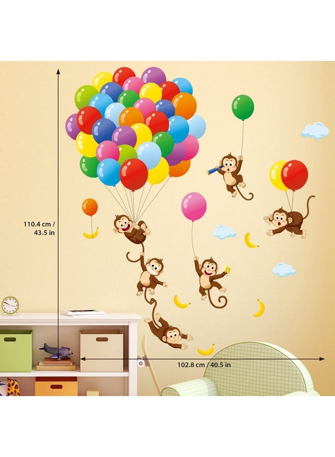 Decowall Sg-2202 Balloons Monkey Wall Stickers Cartoon Monkeys Decals For Kids Children Baby Bedroom Nursery Living Room Art Home Decor Decoration Removable - Image 5