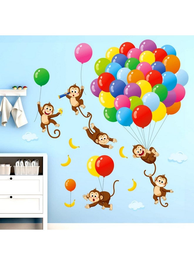 Decowall Sg-2202 Balloons Monkey Wall Stickers Cartoon Monkeys Decals For Kids Children Baby Bedroom Nursery Living Room Art Home Decor Decoration Removable - Image 3