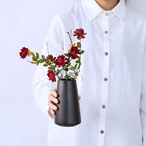 HUBUISH Matte Black Vase - Black Flower vase, 6" Small Simple Modern Ceramic Vases for Flower/Pampas Grass, Minimalist Farmhouse Boho Vase for Centerpieces, Home Decor, Bathroom Decor - Image 2