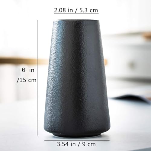 HUBUISH Matte Black Vase - Black Flower vase, 6" Small Simple Modern Ceramic Vases for Flower/Pampas Grass, Minimalist Farmhouse Boho Vase for Centerpieces, Home Decor, Bathroom Decor - Image 5