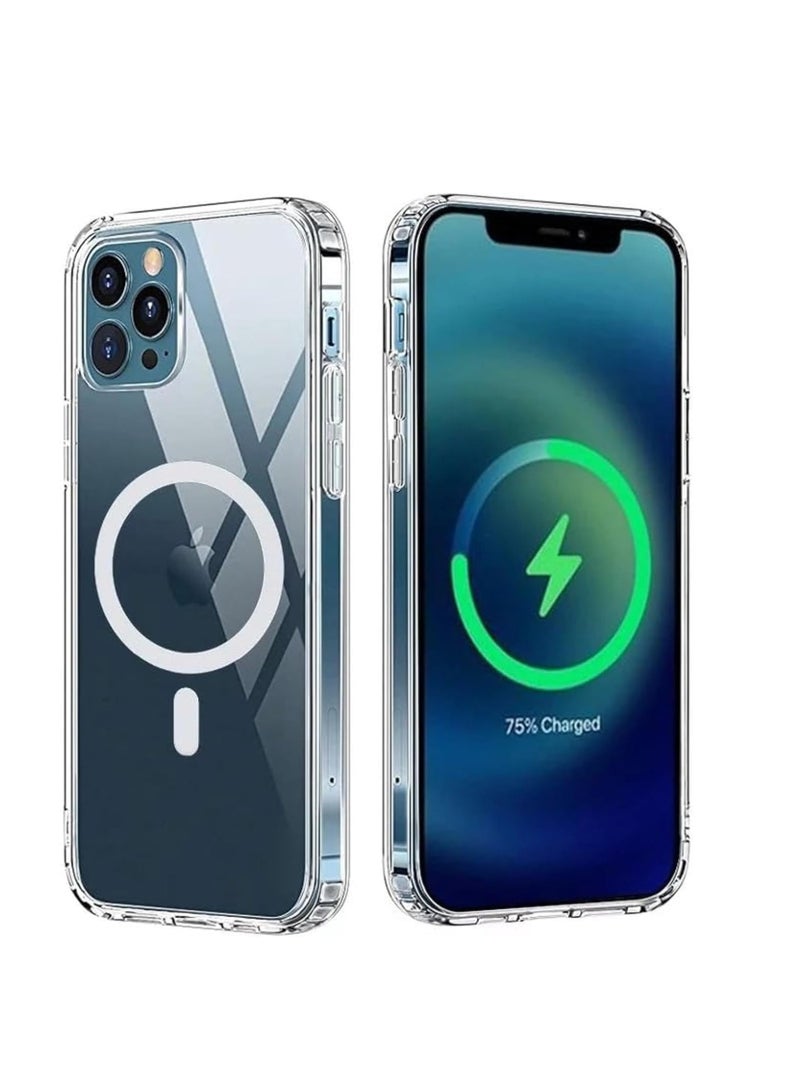 DUSALA IPhone 12 Pro Max Clear Magnetic Cover, MagSafe Compatible, Hybrid Protective, Crystal Clear Back Case, Shockproof Silicone Frame, Slim Transparent Case (iPhone 12 Pro Max) - Image 1