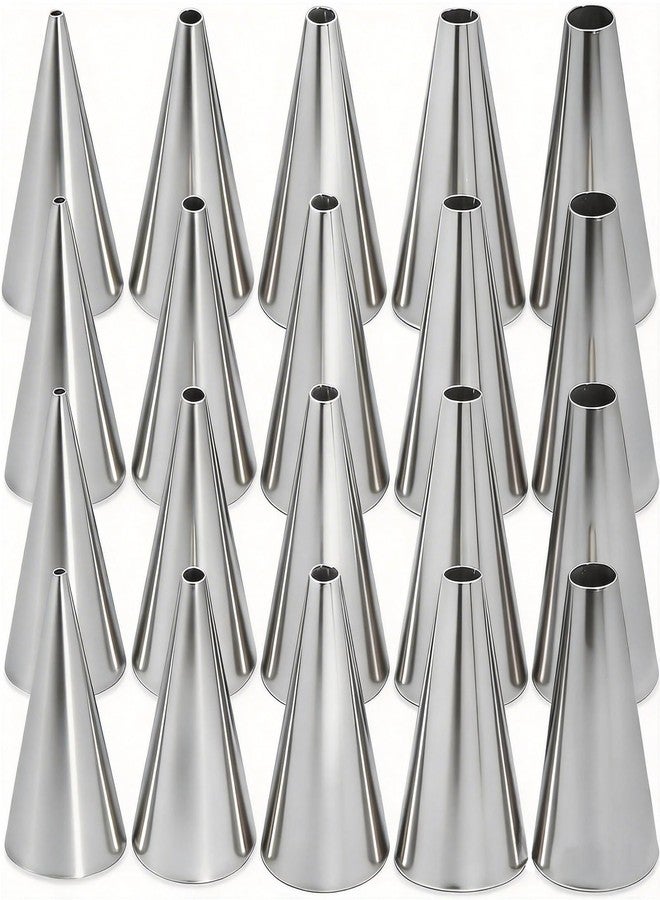 KuuGuu 20 PCS Round Piping Tip Stainless Steel Cream Cupcake Nozzles Frosting Macaron Cake Decorating Tools Multipurpose Pastry Piping for Small Pastries Puffs Cupcakes Filling Donuts Other Pastries（5 Sizes） - Image 1