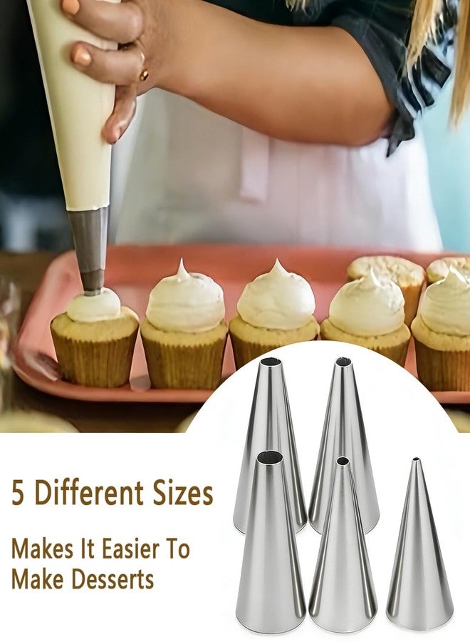 KuuGuu 20 PCS Round Piping Tip Stainless Steel Cream Cupcake Nozzles Frosting Macaron Cake Decorating Tools Multipurpose Pastry Piping for Small Pastries Puffs Cupcakes Filling Donuts Other Pastries（5 Sizes） - Image 4