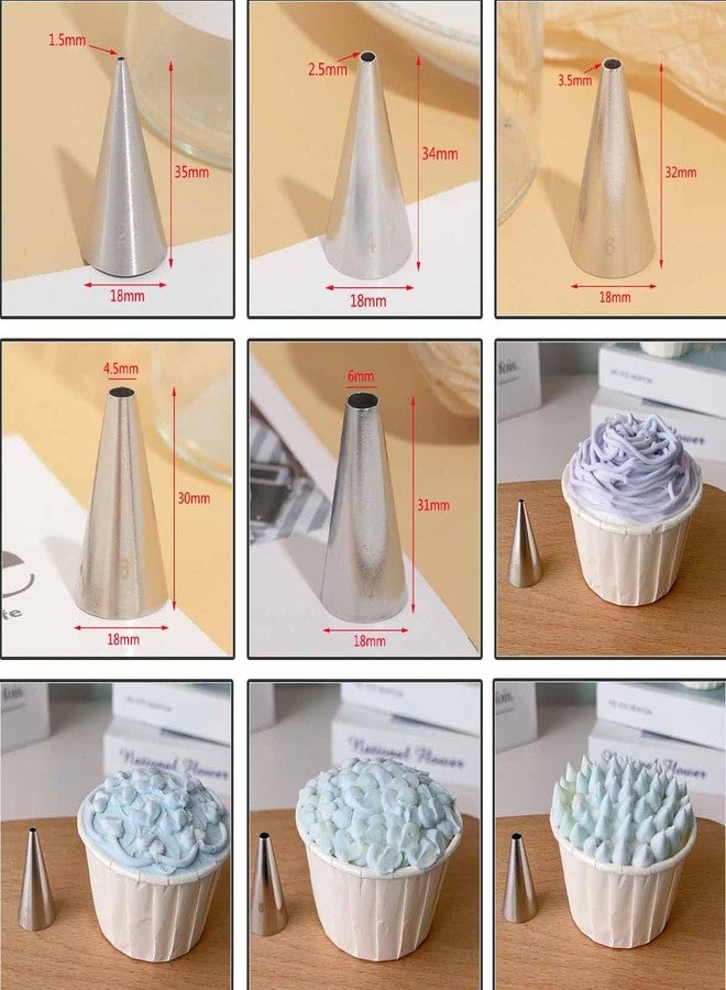 KuuGuu 20 PCS Round Piping Tip Stainless Steel Cream Cupcake Nozzles Frosting Macaron Cake Decorating Tools Multipurpose Pastry Piping for Small Pastries Puffs Cupcakes Filling Donuts Other Pastries（5 Sizes） - Image 2
