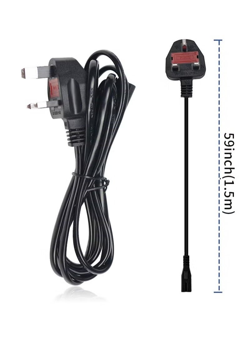 Power Cable Lead UK Plug to Figure 8 2 Pin Cord apply for Samsung Toshiba Philips LG Sony Panasonic LED Flat TV Sky Box XBOX One S PS5 PS4 Projector Camera Charger Cord 1.5 M Length  - Image 5