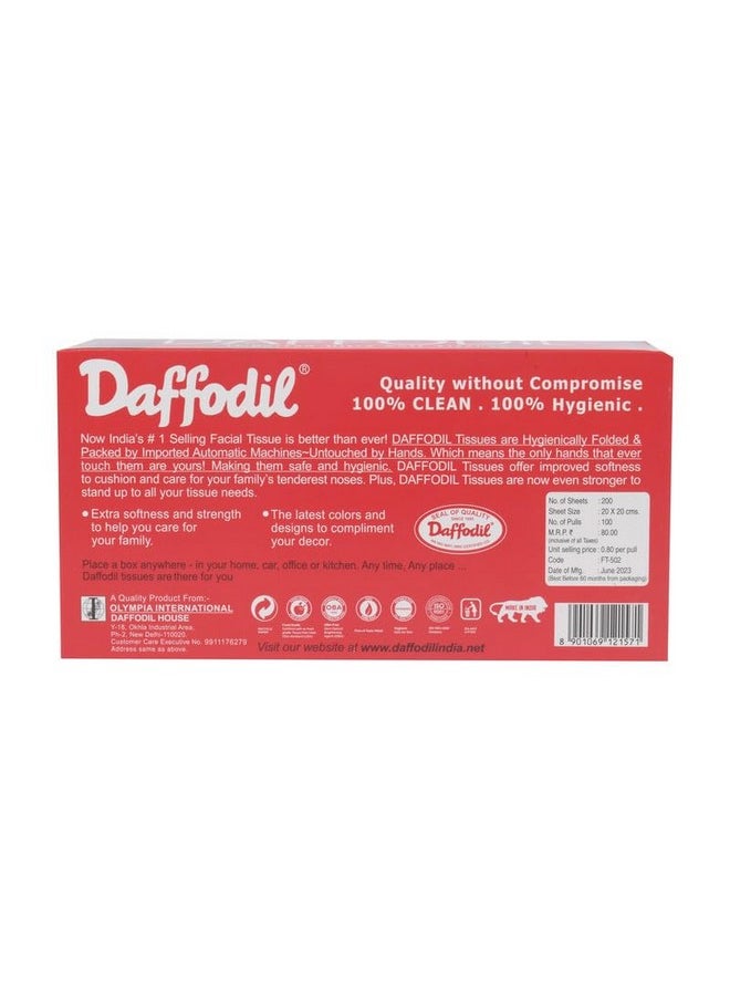 Daffodil 2 Ply Facial Tissue Carton Box Car Tissue Pack Of 5 (100 Pulls Per Box, 200 Sheets)  - Image 5