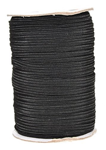 Mandala Crafts 6mm 50 Yds Roll of Black Elastic Bands for Sewing - 1/4 Flat Elastics Cord - 1 4 Inch Braided Stretch Straps for Crafting - Image 1