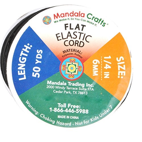 Mandala Crafts 6mm 50 Yds Roll of Black Elastic Bands for Sewing - 1/4 Flat Elastics Cord - 1 4 Inch Braided Stretch Straps for Crafting - Image 3