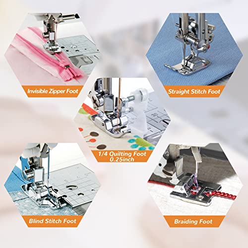 XBA Presser Foot Set 42Pcs, Sewing Machine Presser Feet Kit Accessories with Manual for Brother, Babylock, Singer, Elna, Toyota, New Home, Simplicity, Necchi, Kenmore Low Shank Machines - Image 4