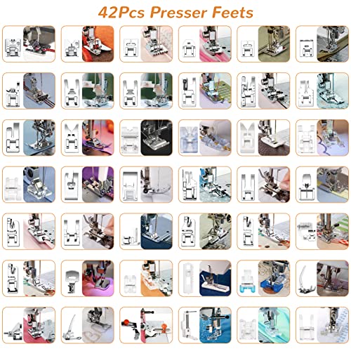 XBA Presser Foot Set 42Pcs, Sewing Machine Presser Feet Kit Accessories with Manual for Brother, Babylock, Singer, Elna, Toyota, New Home, Simplicity, Necchi, Kenmore Low Shank Machines - Image 5