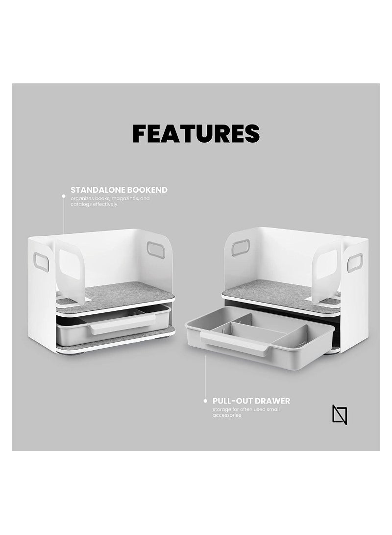 Navodesk Desk Organizer Compact Solution with Drawer and Bookend for a Clutter Free Workspace - Image 2
