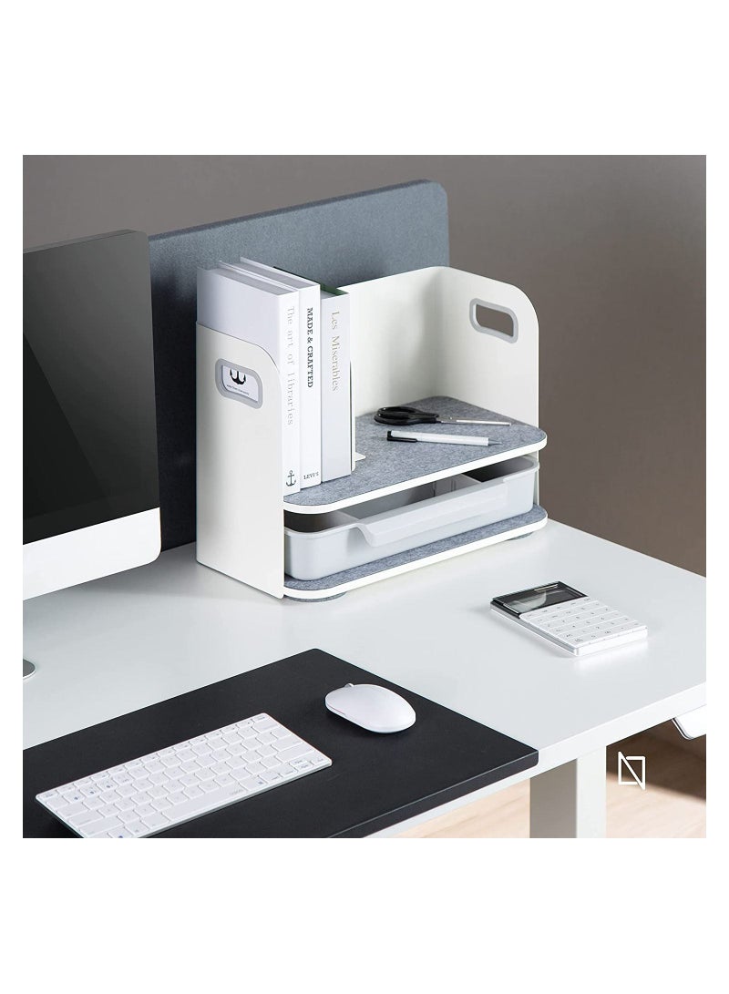 Navodesk Desk Organizer Compact Solution with Drawer and Bookend for a Clutter Free Workspace - Image 4